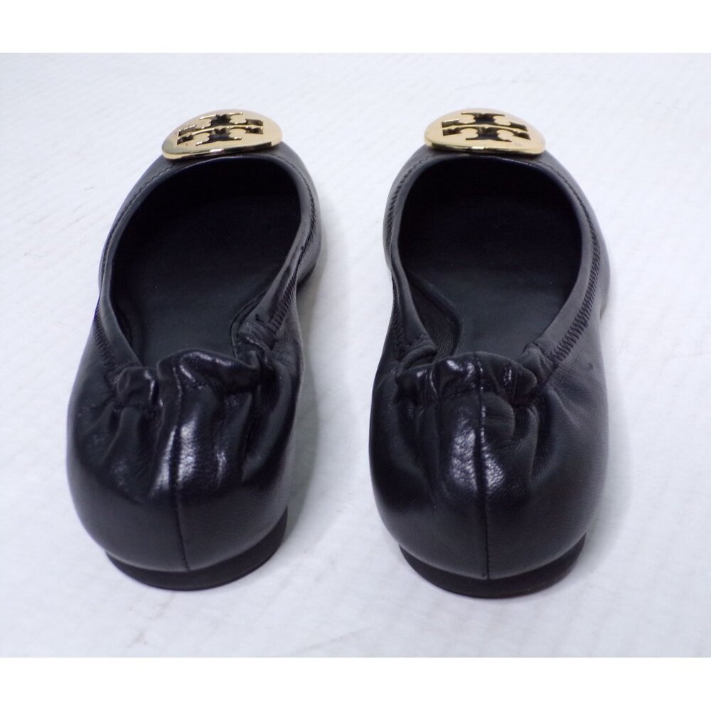 πTORY BURCH Claire Ballet Flats Shoes Logo Black 7 - Picture 12 of 16